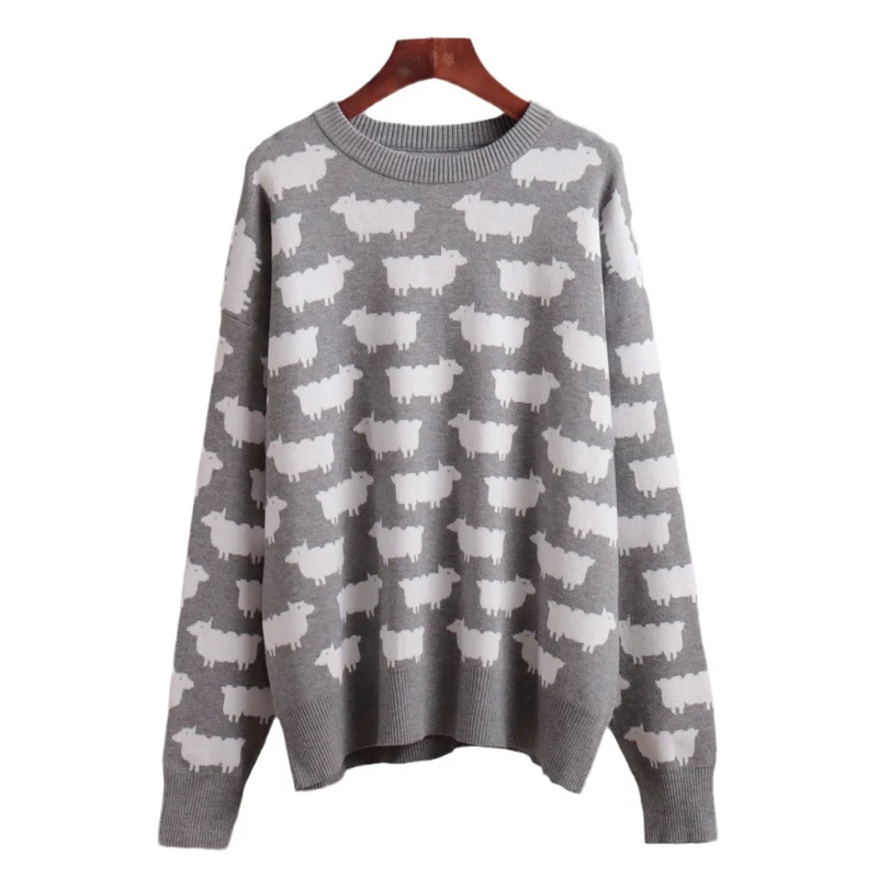 Damen Gemütlicher Pullover mit kreativem Schafe-Muster Drune