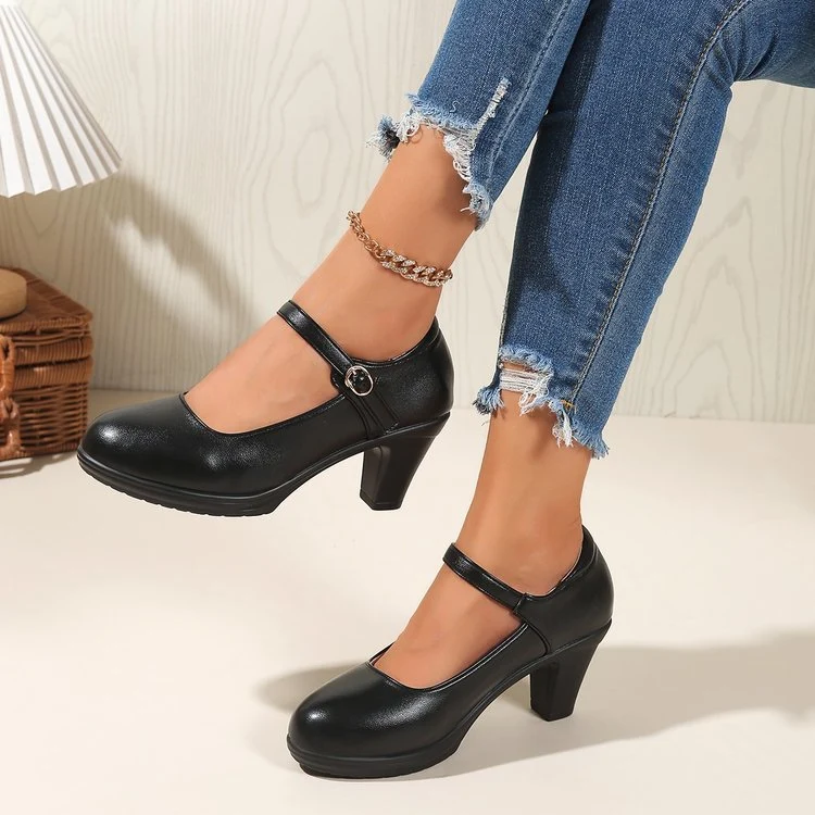 Damen Mary Jane Pumps mit elegantem Riemendesign und komfortablem Blockabsatz Drune