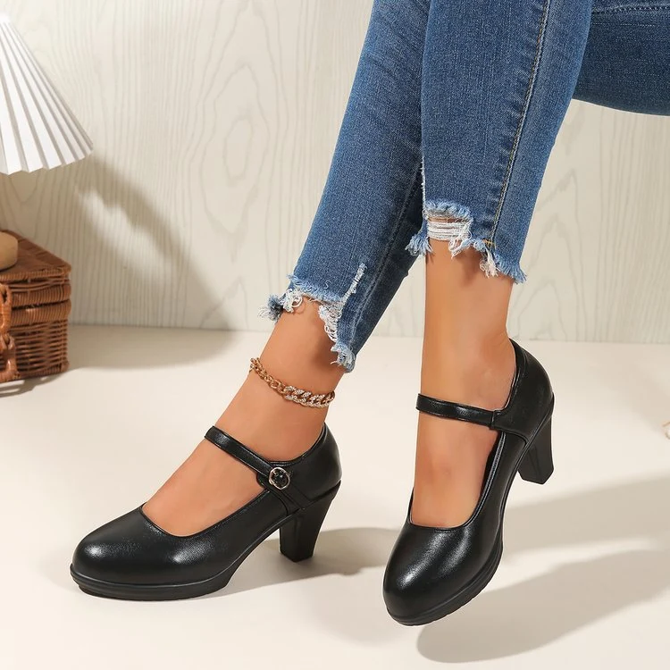 Damen Mary Jane Pumps mit elegantem Riemendesign und komfortablem Blockabsatz Drune