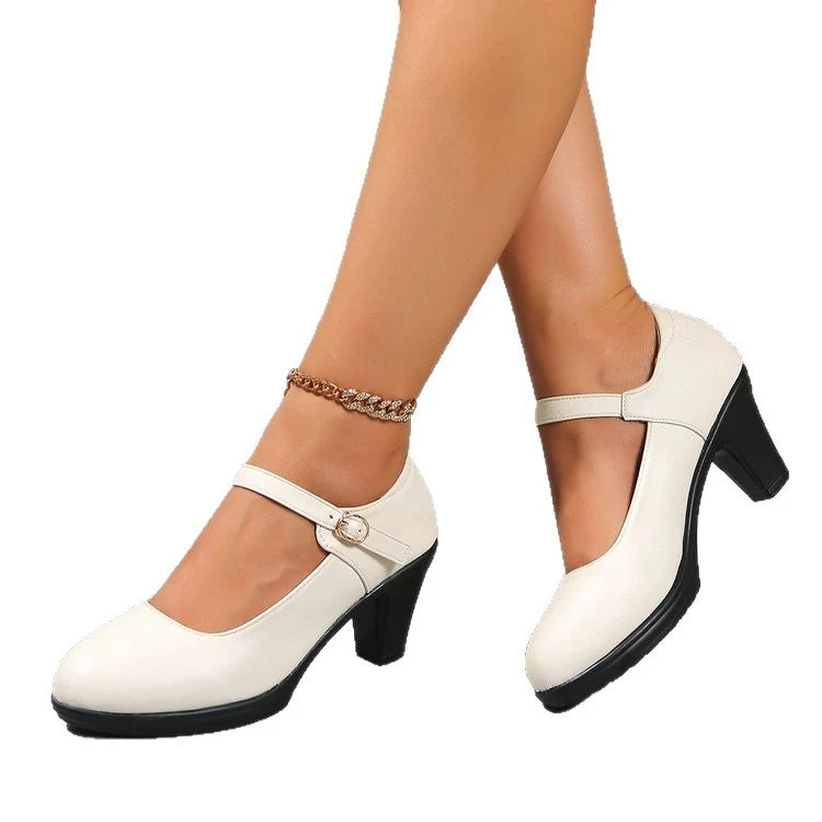 Damen Mary Jane Pumps mit elegantem Riemendesign und komfortablem Blockabsatz Drune