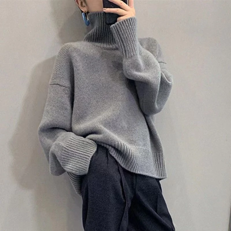 Damen Kuscheliger Rollkragenpullover mit weichem Strick Drune