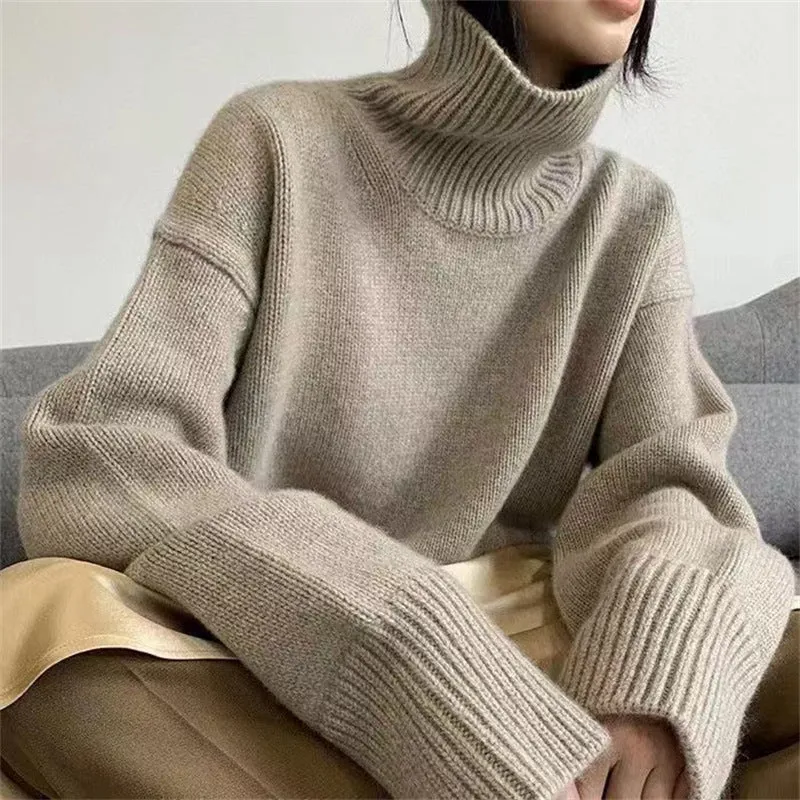 Damen Kuscheliger Rollkragenpullover mit weichem Strick Drune