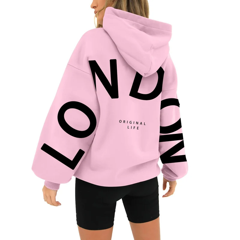 Damen oversized Hoodie mit trendigem London-Print Drune
