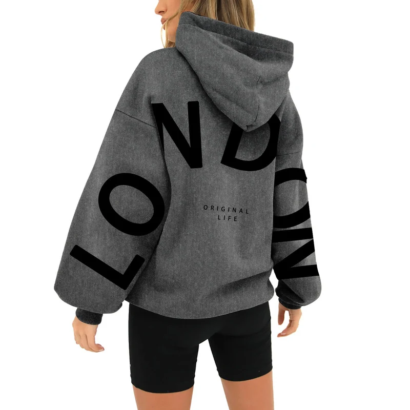 Damen oversized Hoodie mit trendigem London-Print Drune