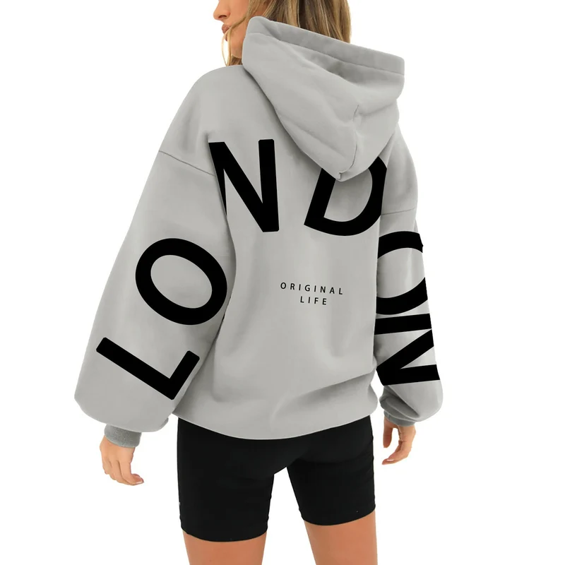 Damen oversized Hoodie mit trendigem London-Print Drune