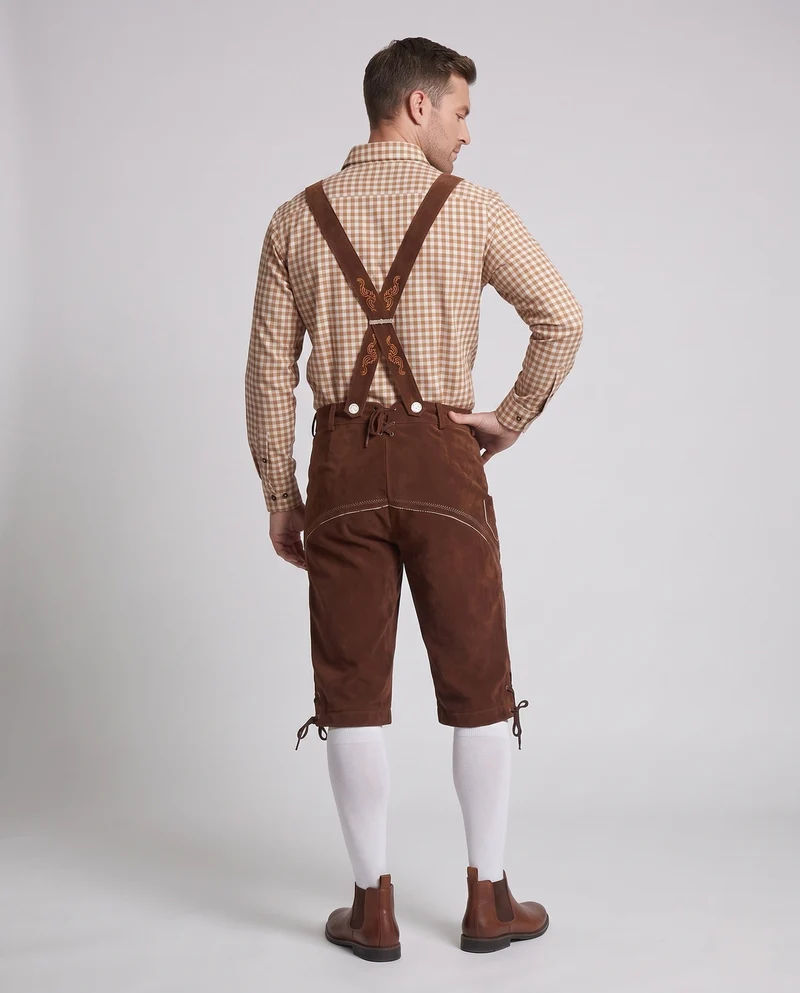 Herren traditionelle Trachtenlederhose mit kunstvollen Verzierungen Drune