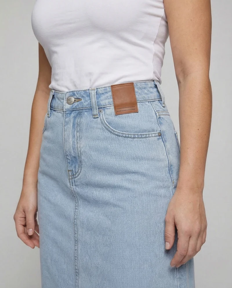 Damen Jeans Midirock Schlitz