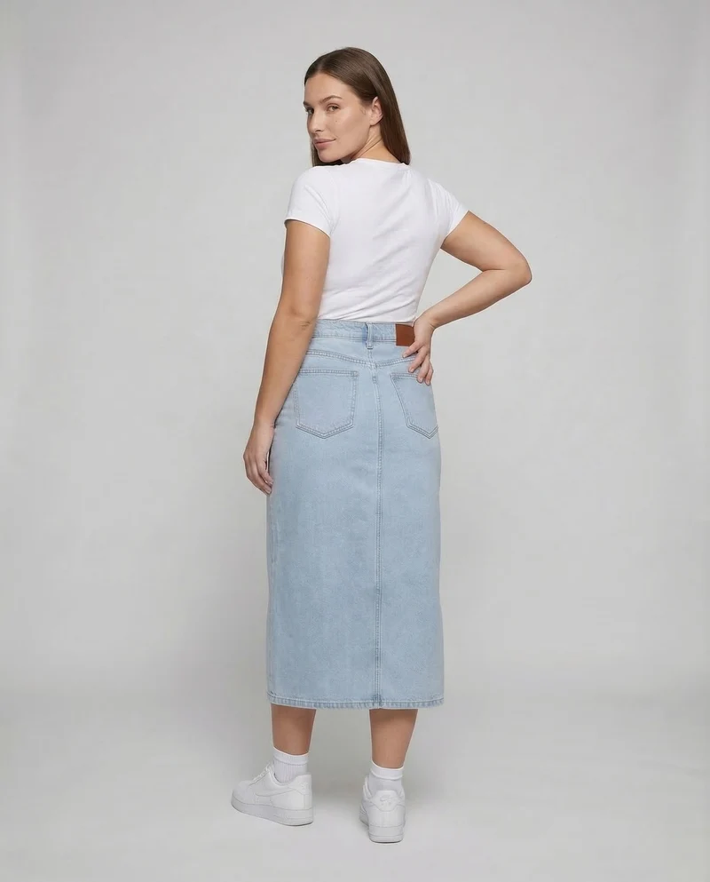 Damen Jeans Midirock Schlitz