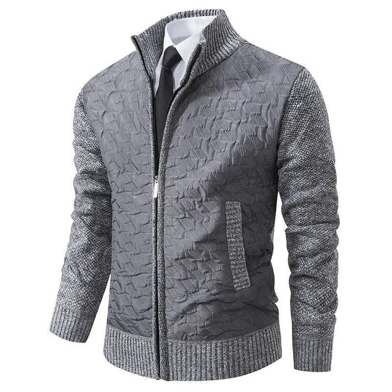 Herren elegante Hybridjacke mit Steppdesign und raffinierten Strickärmeln Drune