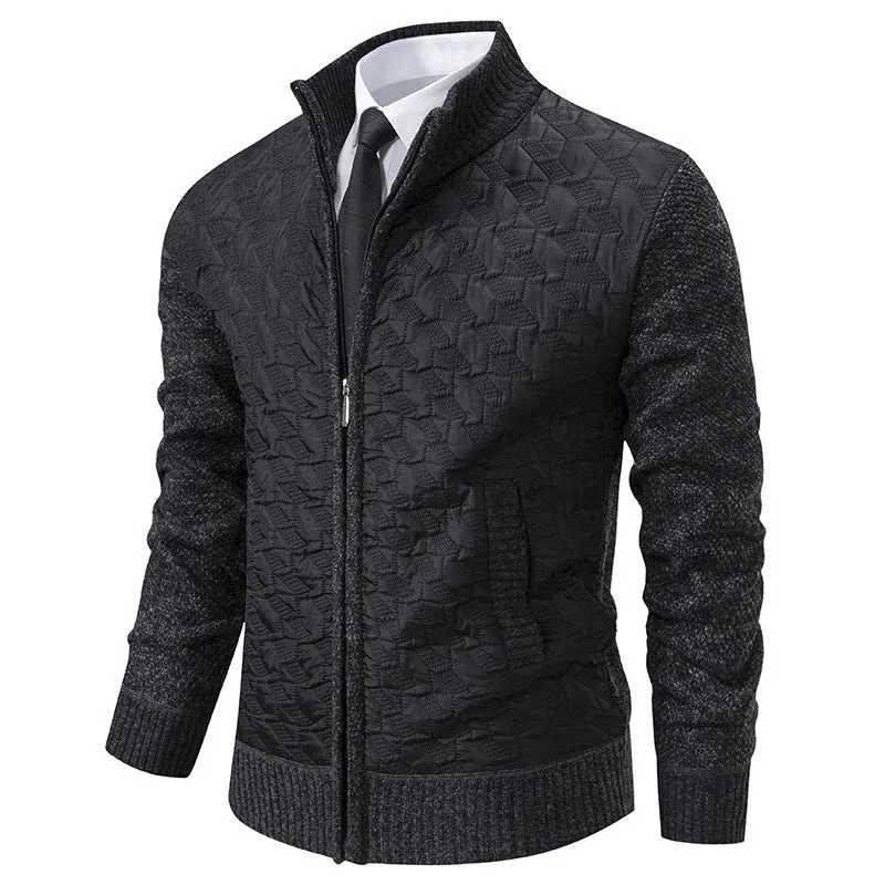 Herren elegante Hybridjacke mit Steppdesign und raffinierten Strickärmeln Drune