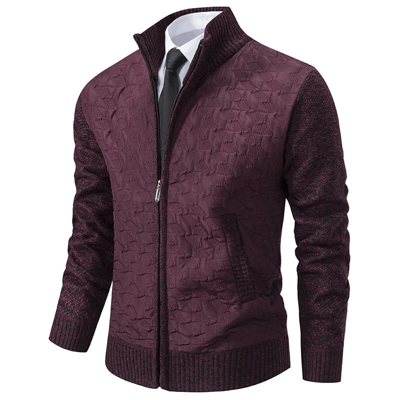 Herren elegante Hybridjacke mit Steppdesign und raffinierten Strickärmeln Drune