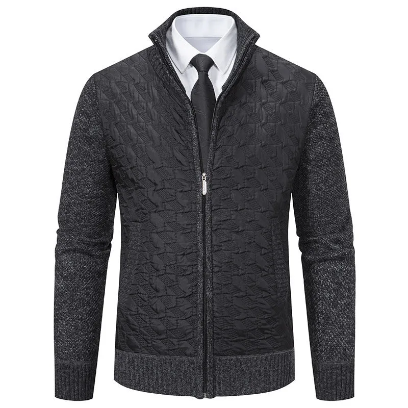 Herren elegante Hybridjacke mit Steppdesign und raffinierten Strickärmeln Drune
