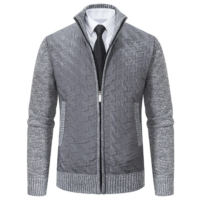 Herren elegante Hybridjacke mit Steppdesign und raffinierten Strickärmeln Drune