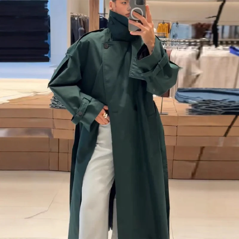 Damen Modischer Trenchcoat mit praktischem Gürtel Drune