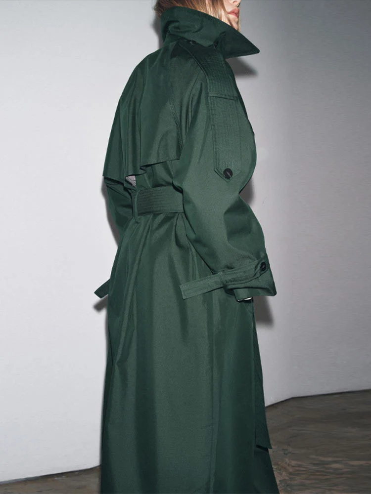 Damen Modischer Trenchcoat mit praktischem Gürtel Drune
