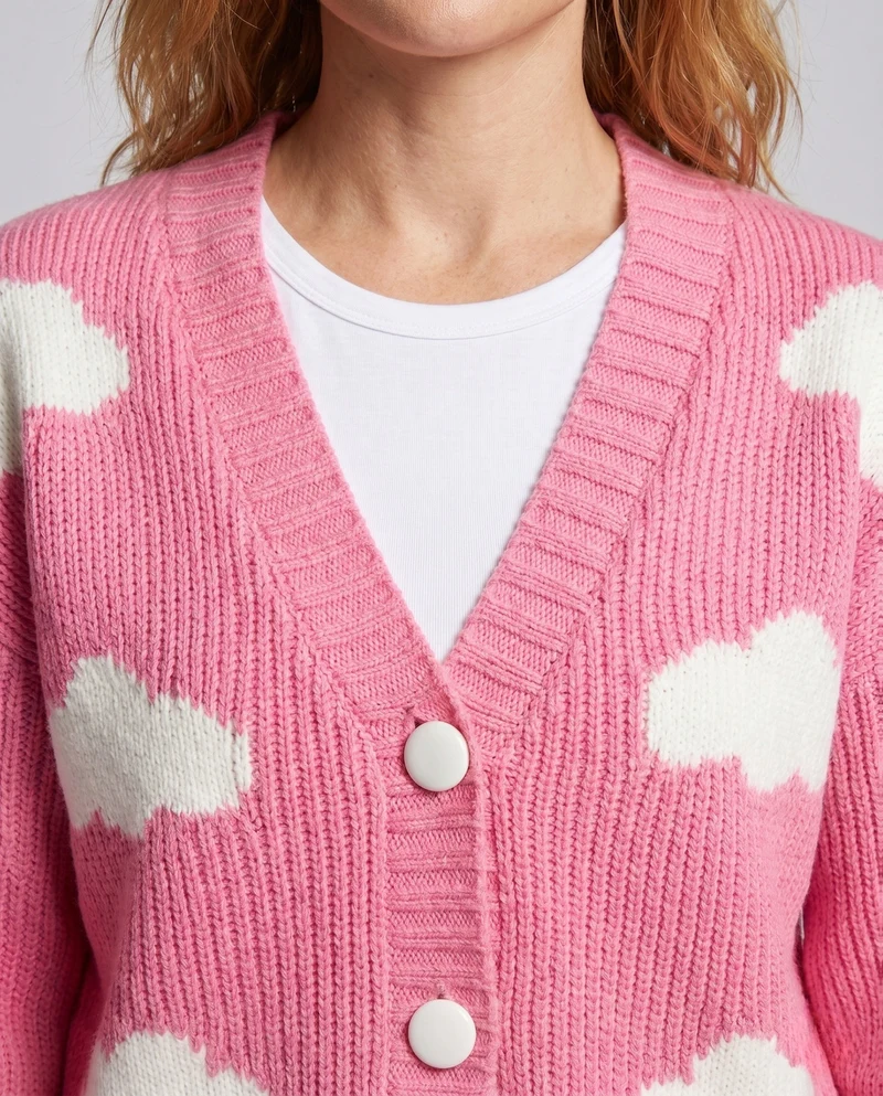 Damen modische Strickjacke mit Wolkenmuster Drune