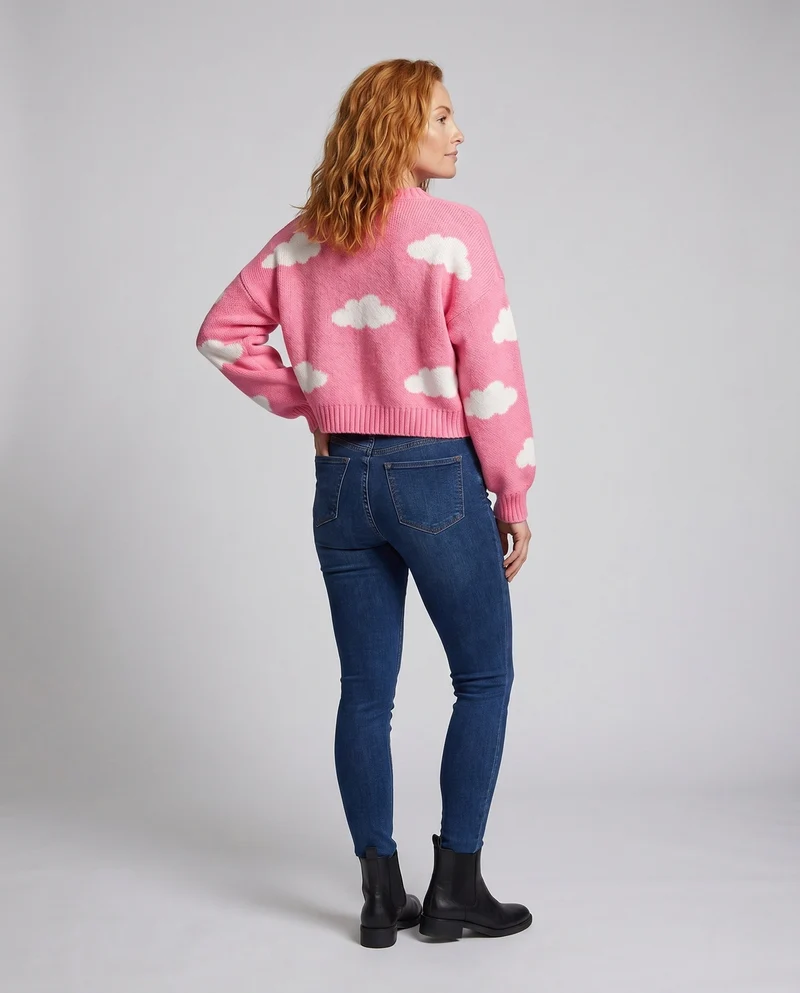 Damen modische Strickjacke mit Wolkenmuster Drune