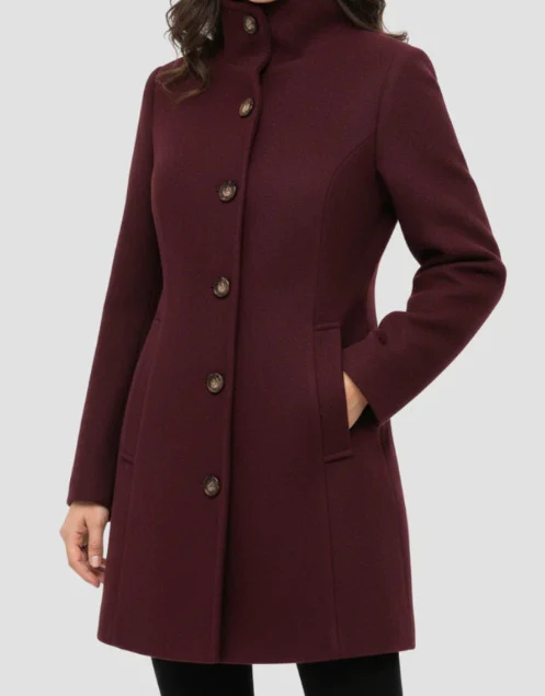 Damen Elegante Wolljacke mit hohem Kragen