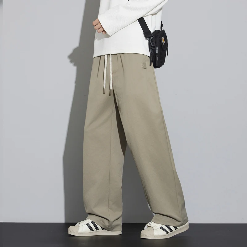 Herren Weite Relaxed‑Fit Stoffhose mit Tunnelzug & Bügelfalte Drune