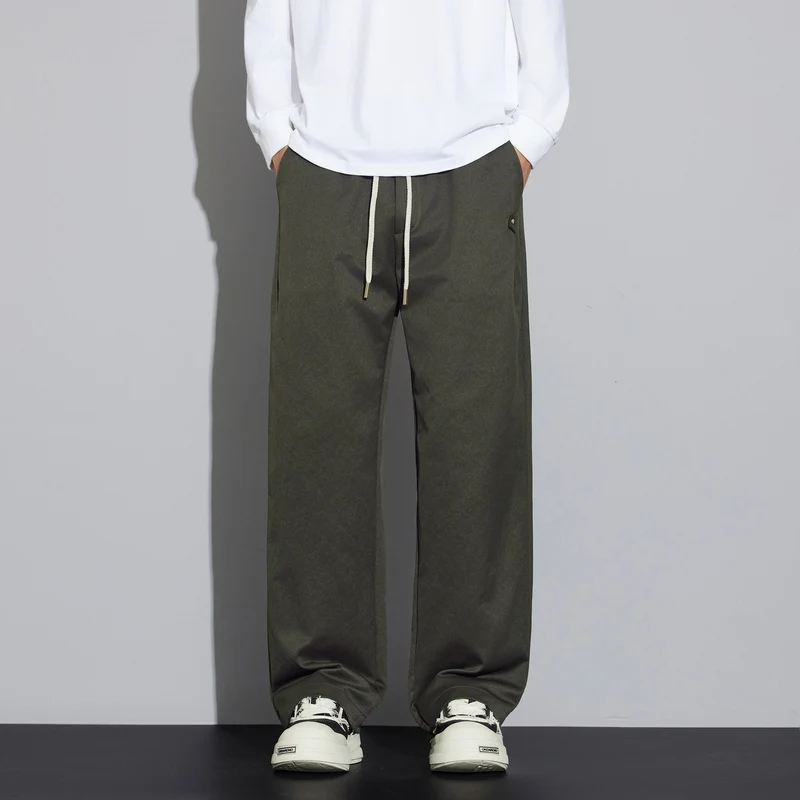 Herren Weite Relaxed‑Fit Stoffhose mit Tunnelzug & Bügelfalte Drune