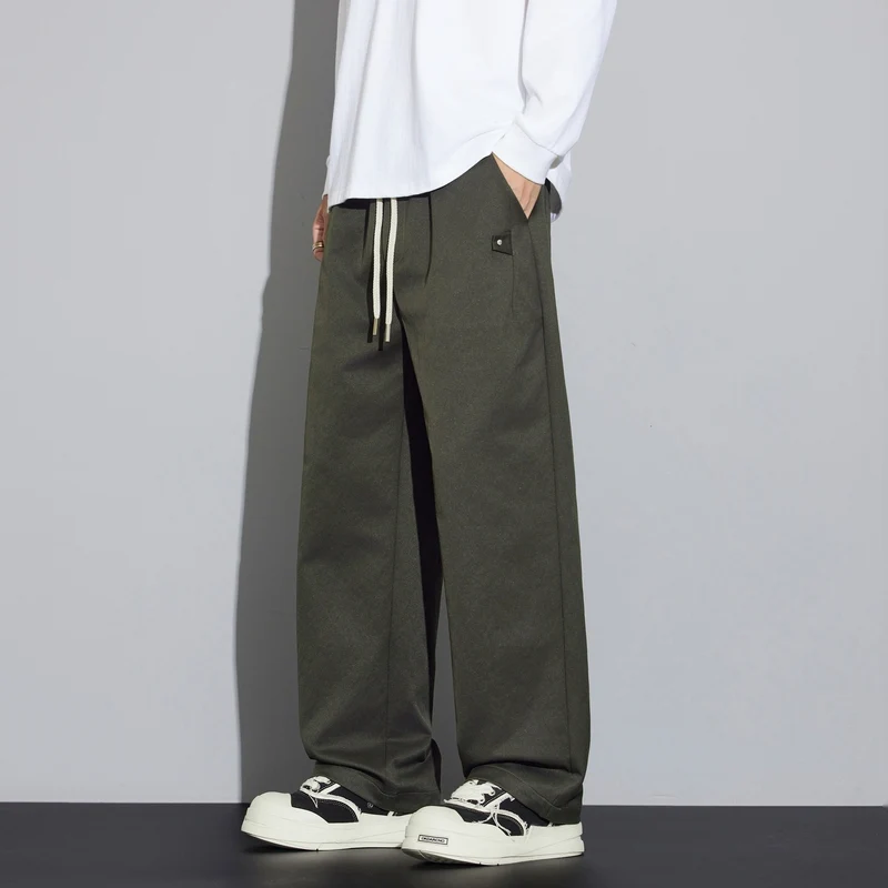Herren Weite Relaxed‑Fit Stoffhose mit Tunnelzug & Bügelfalte Drune