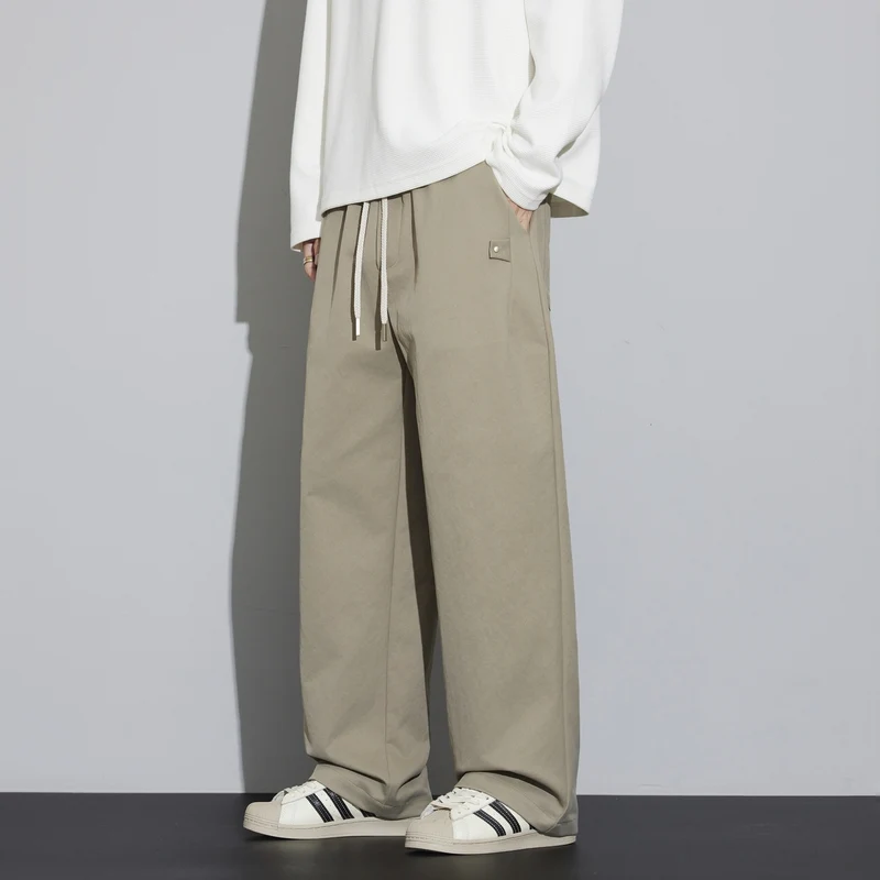 Herren Weite Relaxed‑Fit Stoffhose mit Tunnelzug & Bügelfalte Drune
