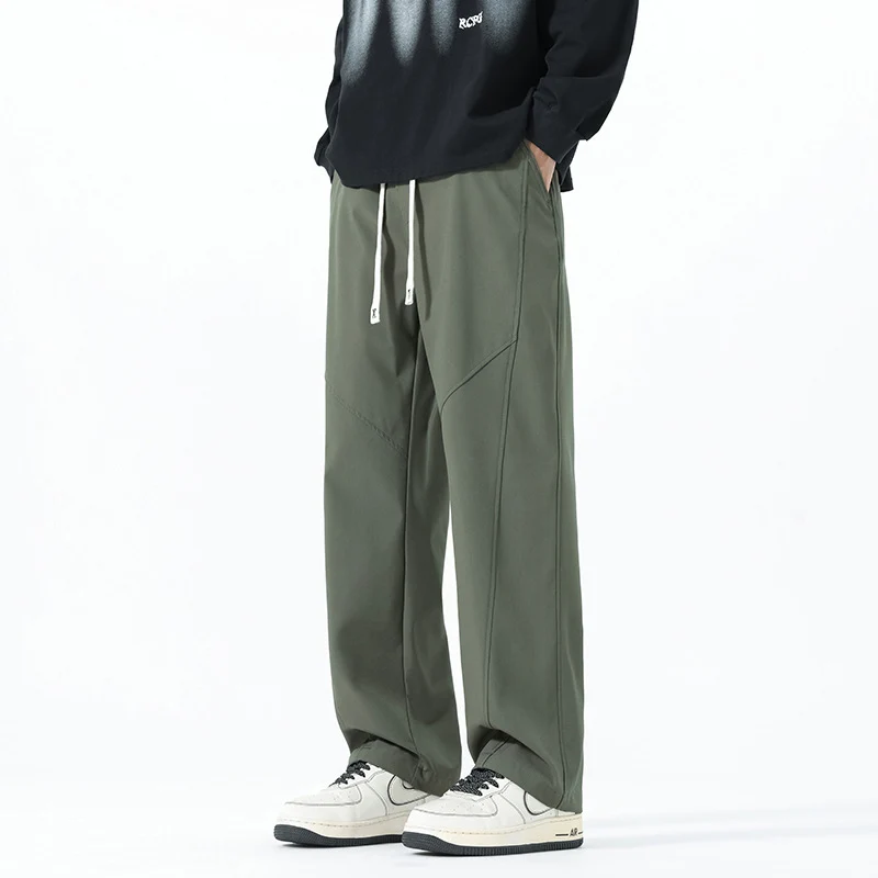 Herren Weite Relaxed‑Fit Freizeithose mit Tunnelzugbund und Teilungsnähten Drune
