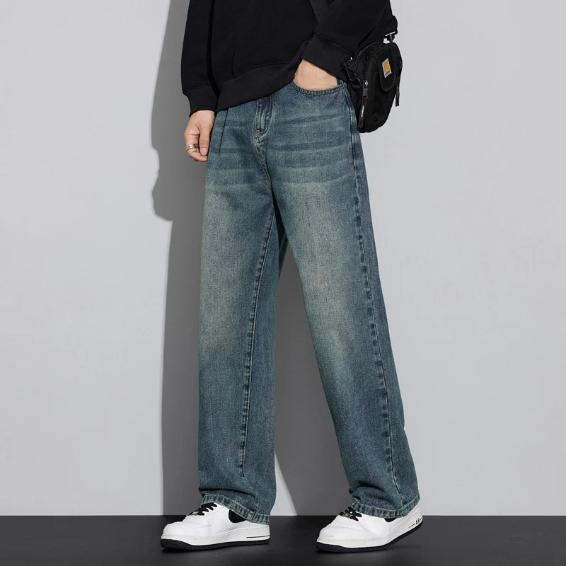 Herren Weite Denim-Jeans im Vintage-Look mit tiefer Leibhöhe und lässiger Passform Drune