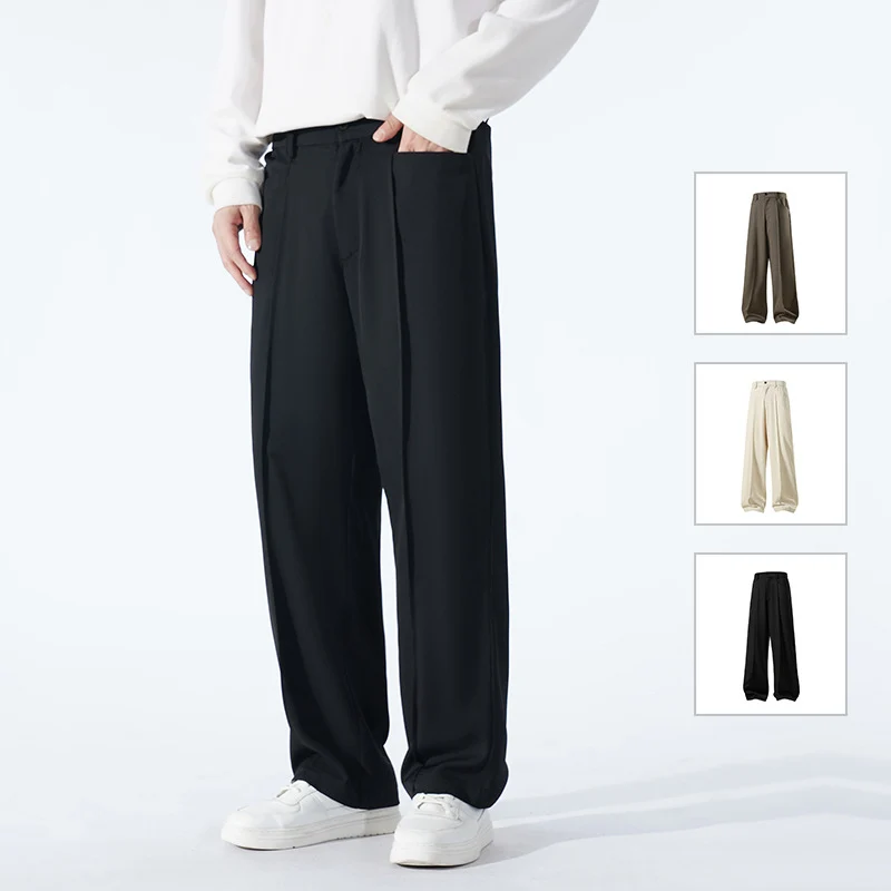Herren Weite Crêpe‑Hose mit Bundfalte und gerader Bügelfalte Drune
