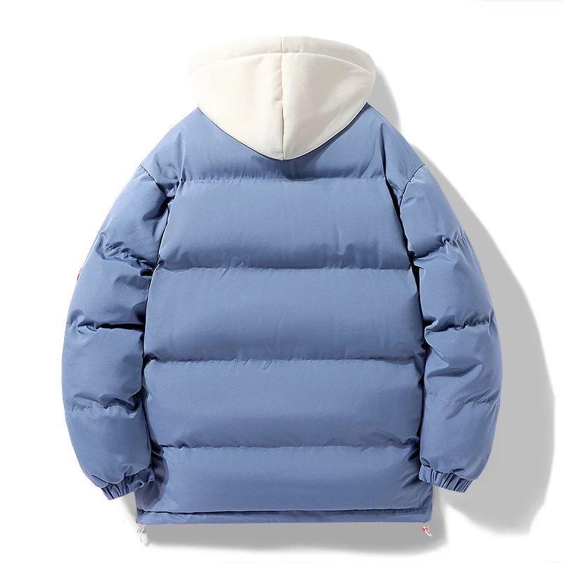 Herren Wattierte Pufferjacke mit kontrastfarbener Kapuze, winddichter Außenhülle und Kordelzug Drune