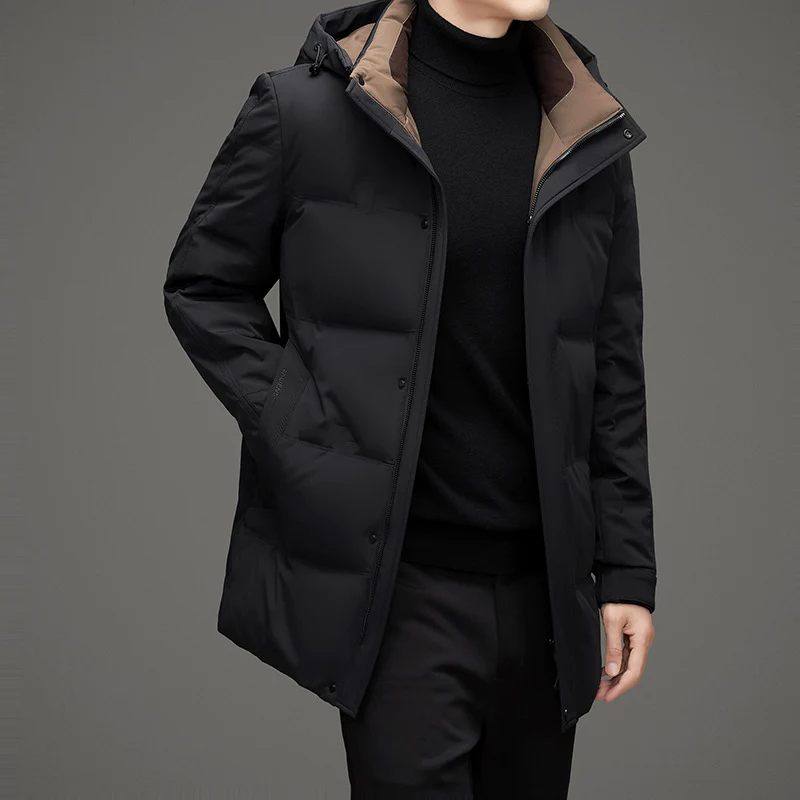 Herren Wattierte Kapuzen-Steppjacke mit verlängertem Schnitt und winddichter Membran Drune
