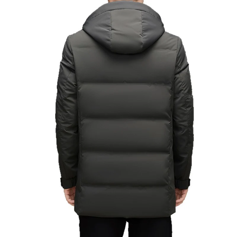 Herren Wattierte Kapuzen-Steppjacke mit verlängertem Schnitt und winddichter Membran Drune
