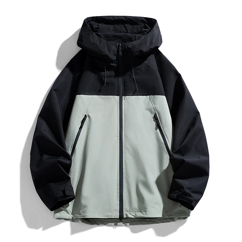 Herren Technische Kapuzen-Utilityjacke mit Kontrastpaneelen und wasserabweisender Membran Drune