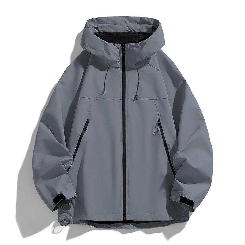Herren Technische Kapuzen-Utilityjacke mit Kontrastpaneelen und wasserabweisender Membran Drune