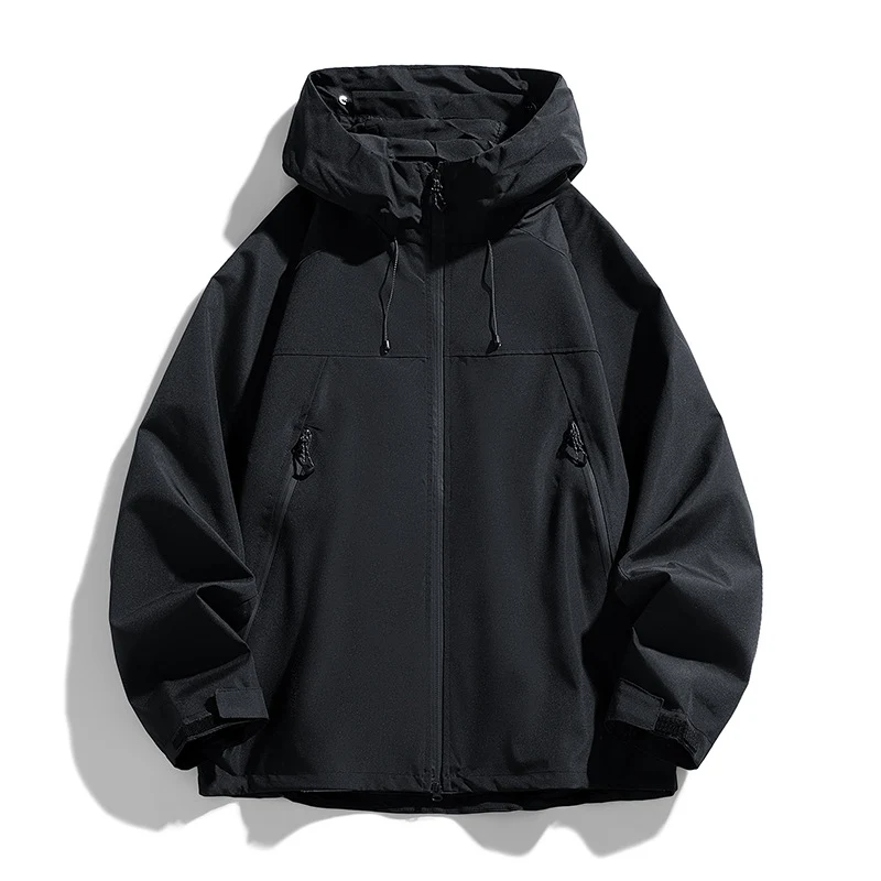 Herren Technische Kapuzen-Utilityjacke mit Kontrastpaneelen und wasserabweisender Membran Drune