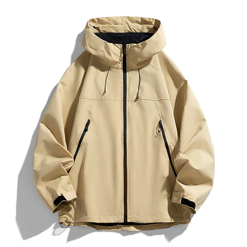 Herren Technische Kapuzen-Utilityjacke mit Kontrastpaneelen und wasserabweisender Membran Drune