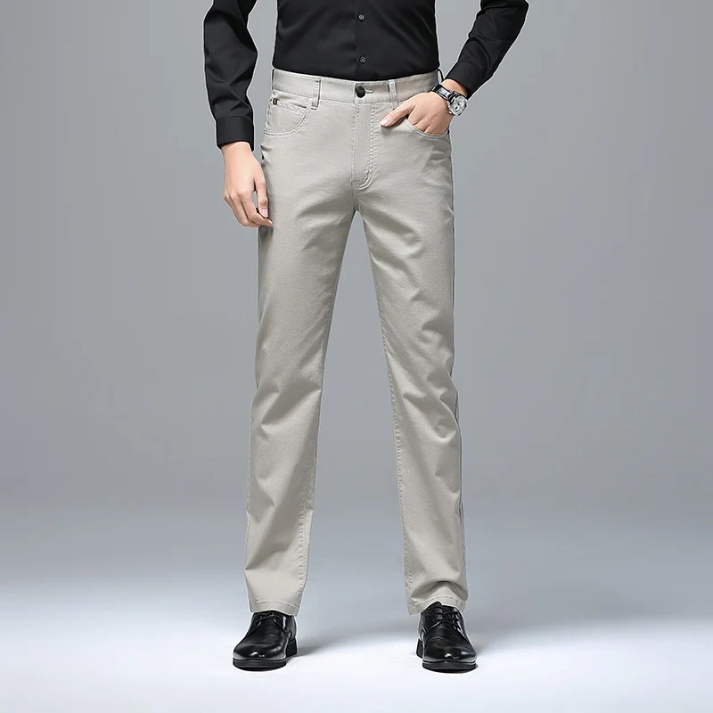 Herren Stretch-Chinohose mit geradem Schnitt und Bügelfalte Drune