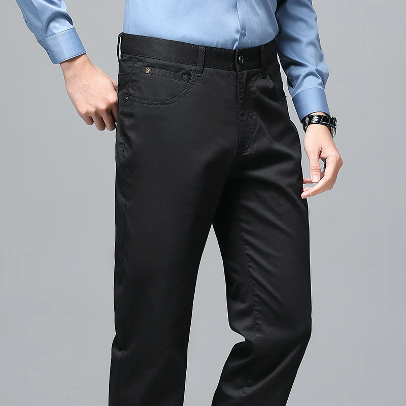 Herren Stretch-Chinohose mit geradem Schnitt und Bügelfalte Drune