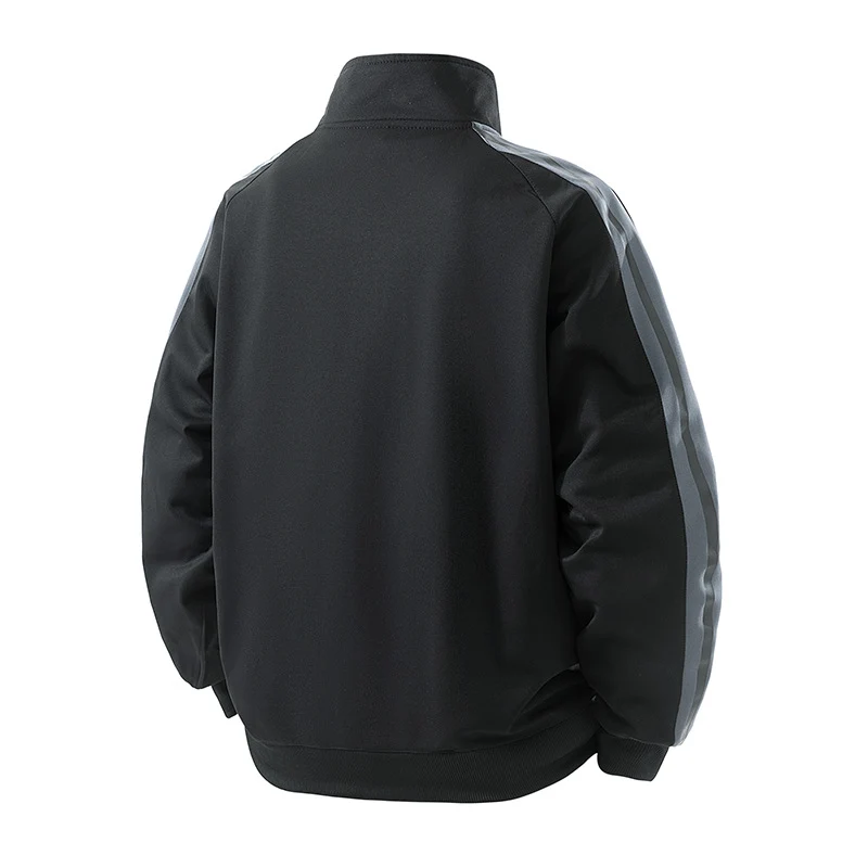 Herren Sportive Zipjacke mit Stehkragen und kontrastierenden Ärmestreifen Drune