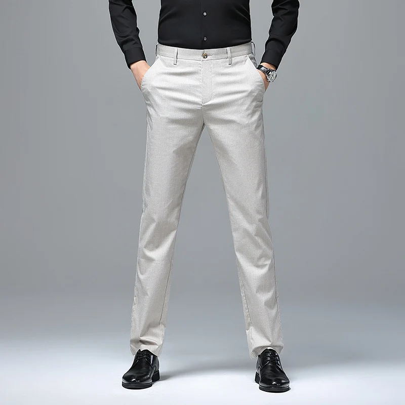Herren Schmale Chino-Businesshose mit Bügelfalte und leichtem Stretch Drune