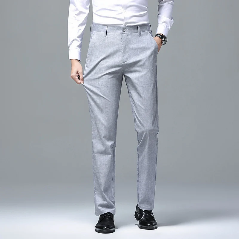 Herren Schmale Chino-Businesshose mit Bügelfalte und leichtem Stretch Drune