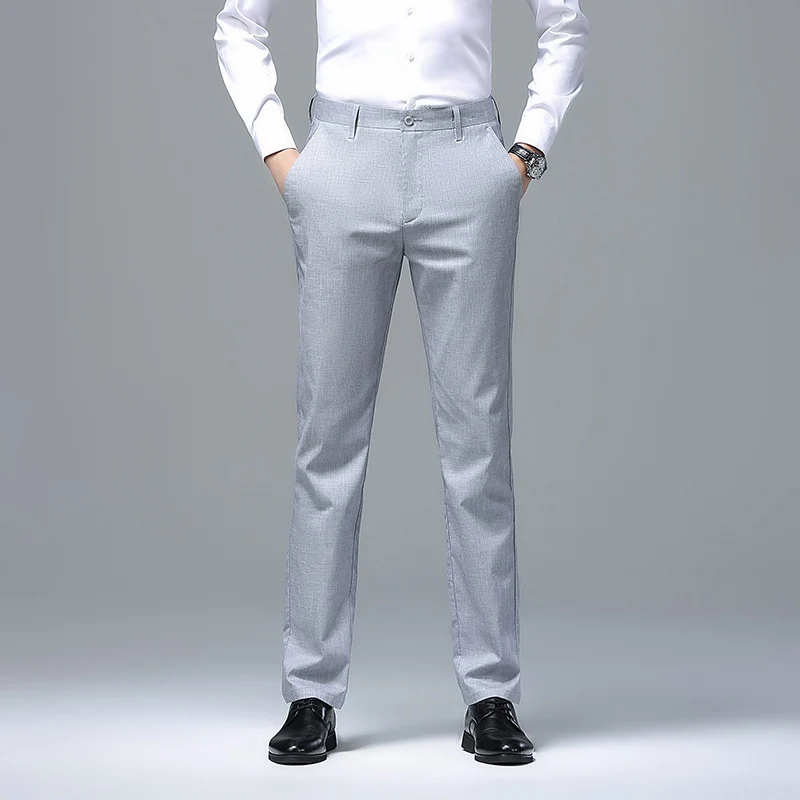 Herren Schmale Chino-Businesshose mit Bügelfalte und leichtem Stretch Drune