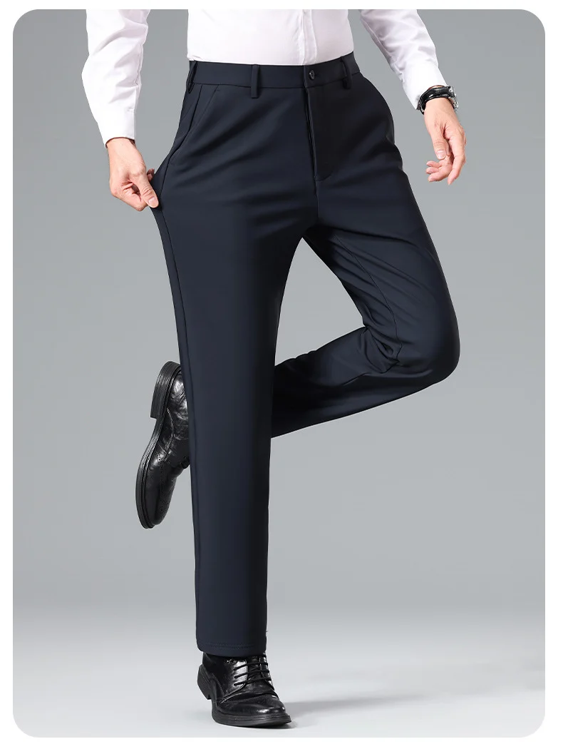 Herren Schlanke Business‑Stretchhose mit Bügelfalte und Komfortbund Drune