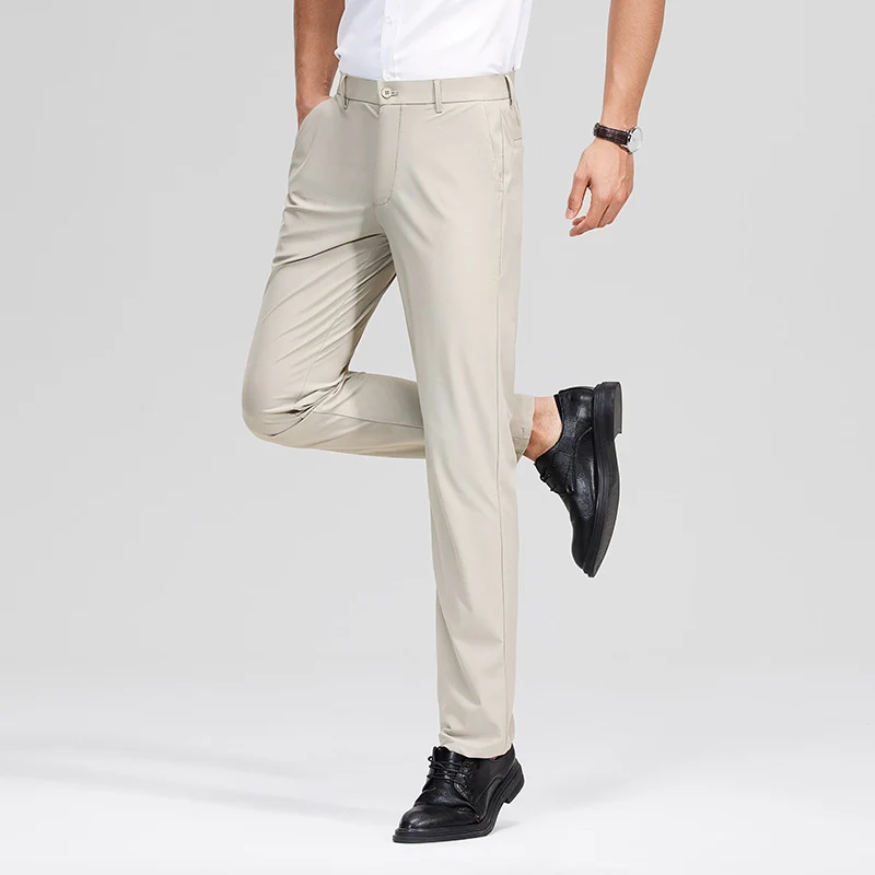 Herren Schlanke Business‑Stretchhose mit Bügelfalte und Komfortbund Drune
