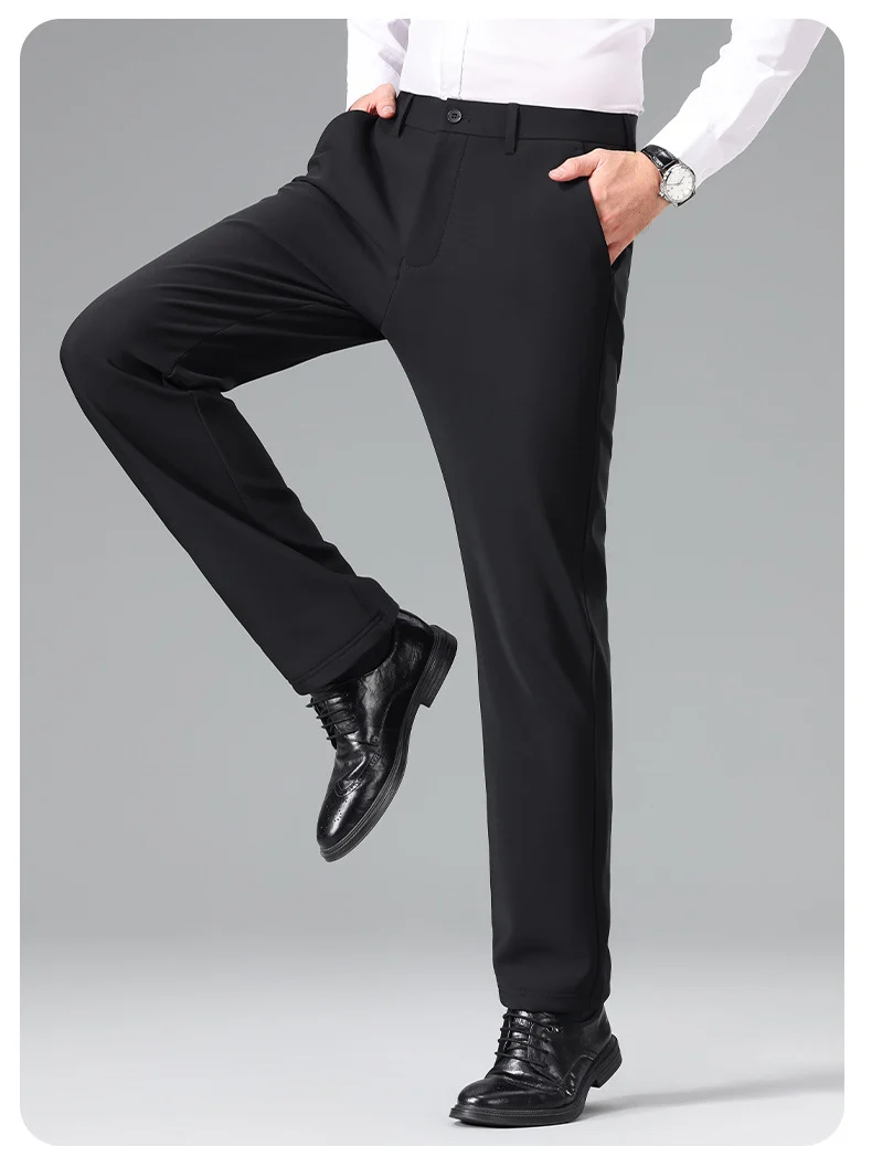 Herren Schlanke Business‑Stretchhose mit Bügelfalte und Komfortbund Drune