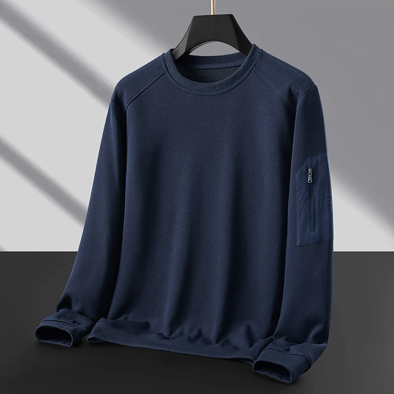 Herren Rundhals‑Sweatshirt mit Reißverschluss‑Ärmeltasche und funktionaler Jersey‑Qualität Drune