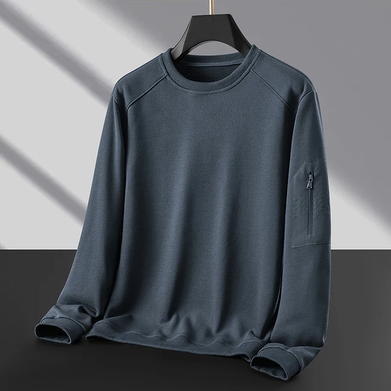 Herren Rundhals‑Sweatshirt mit Reißverschluss‑Ärmeltasche und funktionaler Jersey‑Qualität Drune