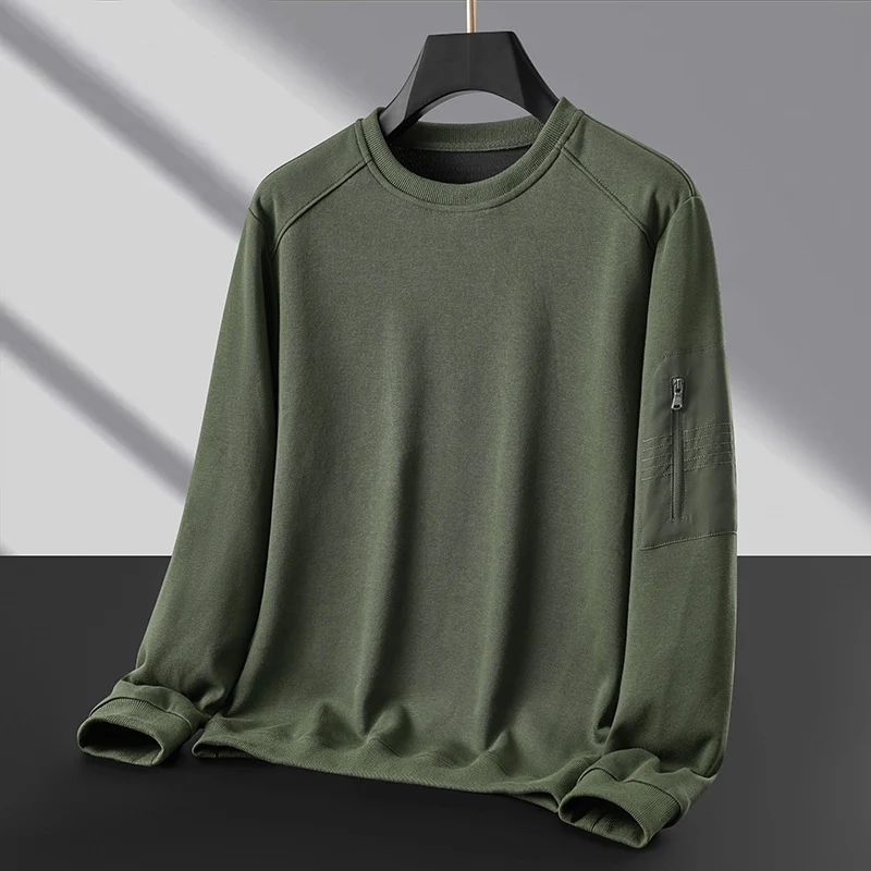 Herren Rundhals‑Sweatshirt mit Reißverschluss‑Ärmeltasche und funktionaler Jersey‑Qualität Drune