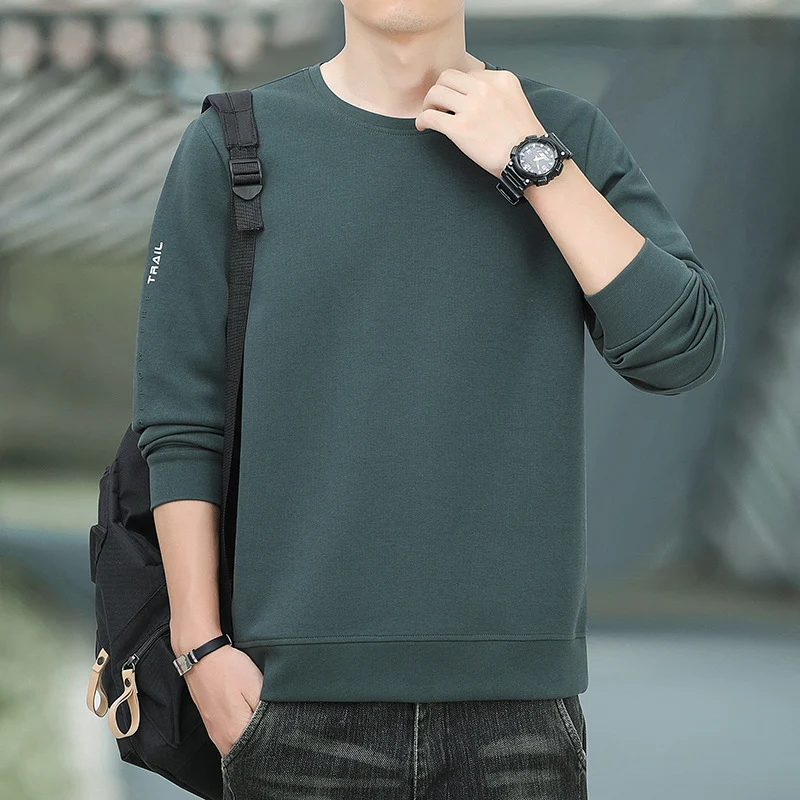 Herren Rundhals-Sweatshirt mit angerauter Innenseite und schmalem Saum Drune