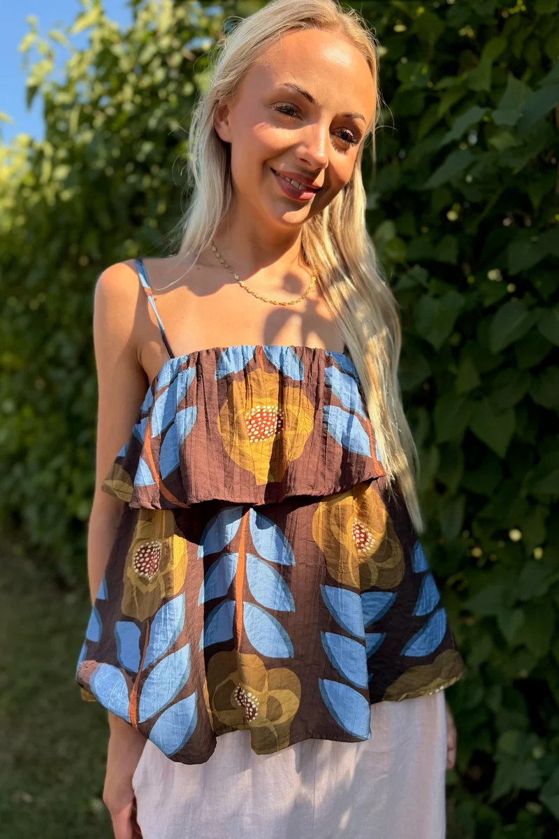 Aurelia Floral Top | Dark Maroon | Atelier C